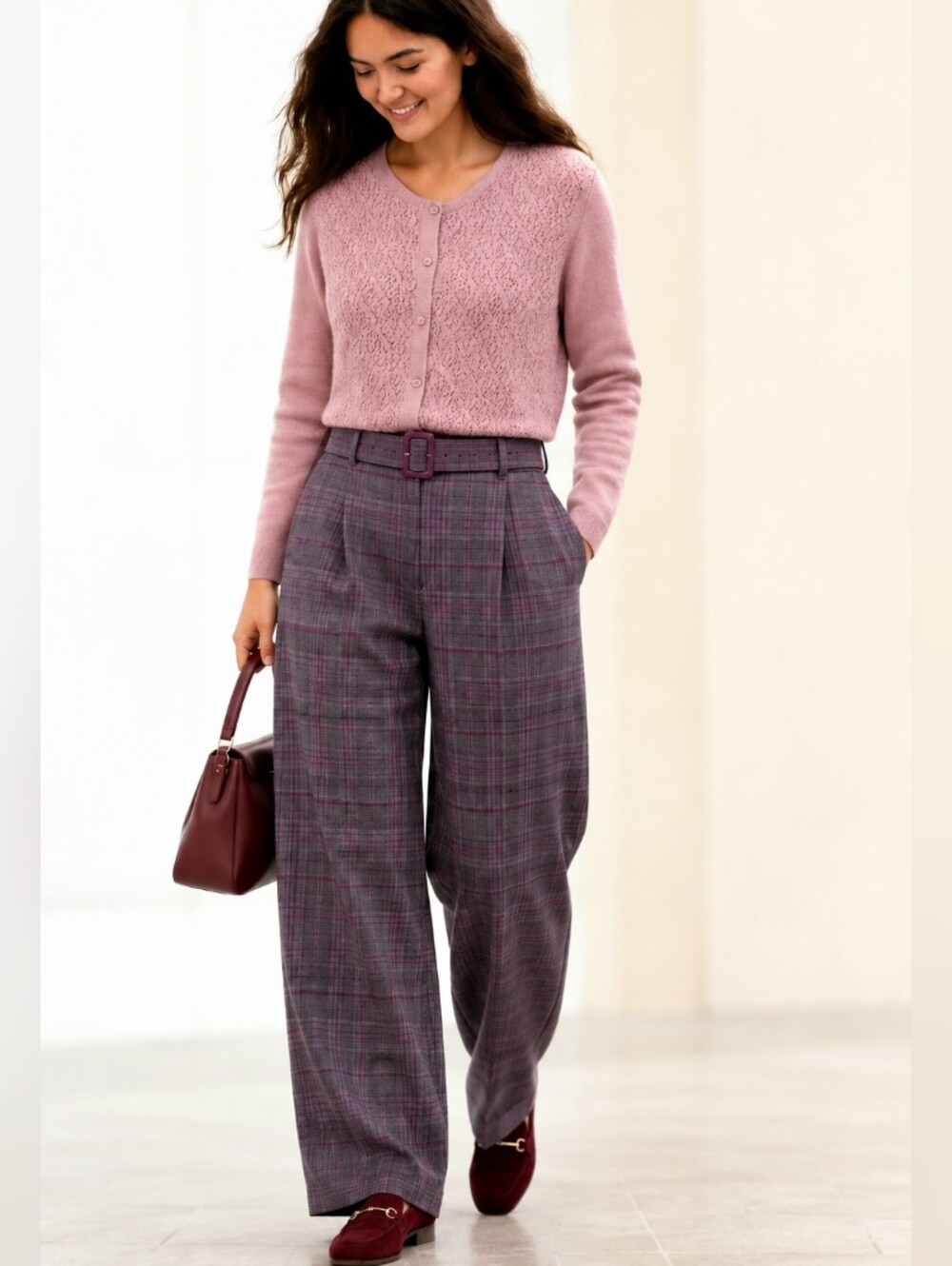 NEWOT🎀ALLISON DALEY Pink Pointelle Knit with Buttons Closure Cardigan sz: L